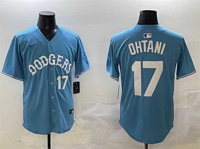 Men%27s Los Angeles Dodgers #17 Shohei Ohtani Light Blue Limited Stitched Jersey